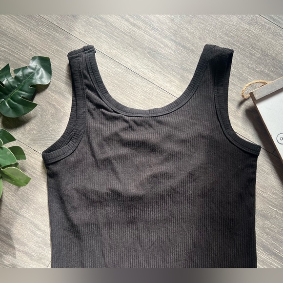 Skivys Femme Black Ribbed Tank Top w Built In Sports Bra Support. Size S - Picture 5 of 12